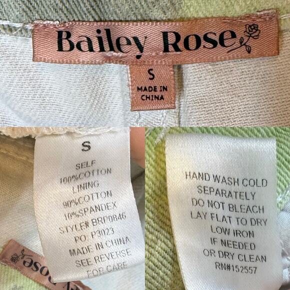 Bailey Rose High Rise Baggy Wide Leg Cotton Twill Pants Jeans Green size Small - Picture 5 of 5